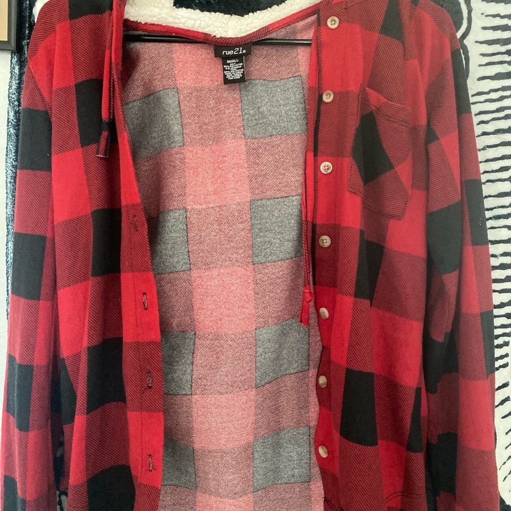 Rue21 Red and Black Checkered Shirt